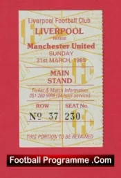 Liverpool v Manchester United 1985 – Match Ticket