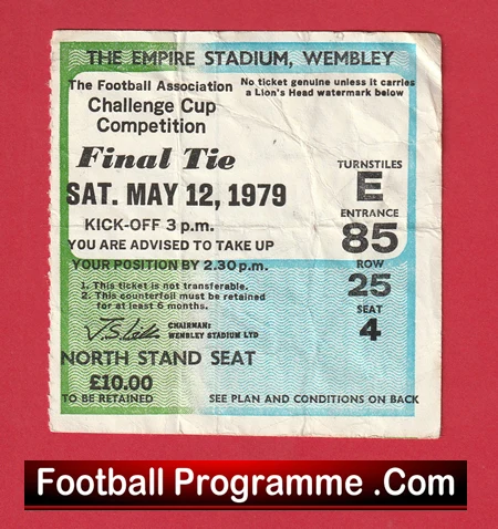 Arsenal v Manchester United 1979 - FA Cup Final Match Ticket - Image 2