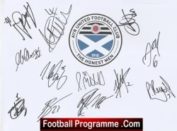Ayr United Autographed Signed Club Crest Card Sheet - football programme