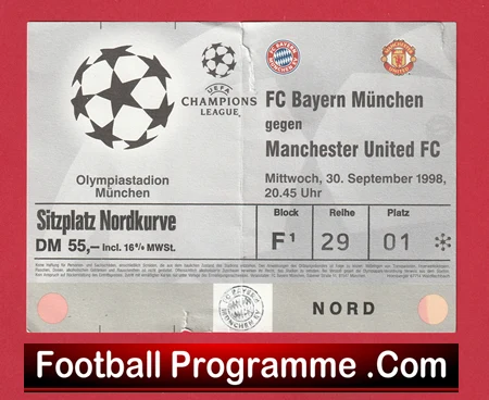 Bayern Munich v Manchester United 1998 - Treble Season Ticket - Image 2