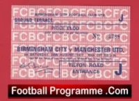 Birmingham City v Manchester United 1977 – Football Ticket 1970s
