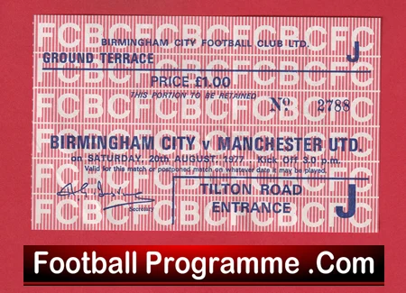 Birmingham City v Manchester United 1977 - Football Ticket 1970s - Image 2
