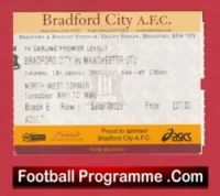 Bradford City v Manchester United 2001 – Match Day Ticket