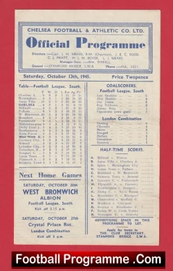 Chelsea v West Ham United 1945 - Football League 1940s - football programme