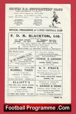 Cowes v Poole Town 1967 - football programme