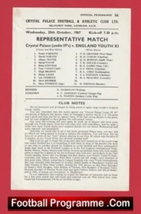 Crystal Palace v England Youth 1967 – R James Manchester United