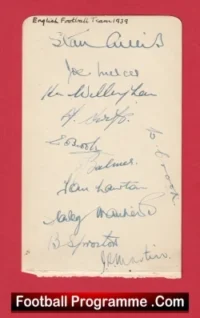 England Football Team Multi Signed Autographed Sheet 1939 – 1930s