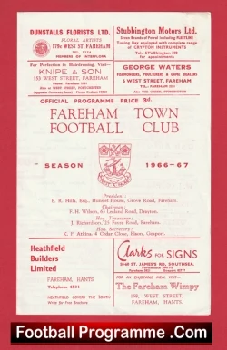 Fareham Town v Salisbury 1967 - football programme
