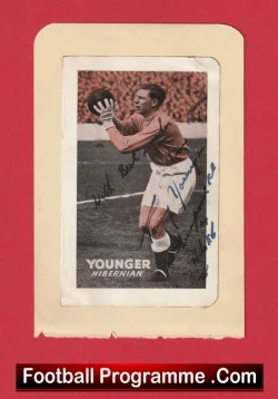 Hibernian Hibs Tommy Younger Autograph Signed Picture 1940s - 1950s - football memorabilia
