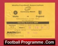 Malta v England 2000 – Match Ticket