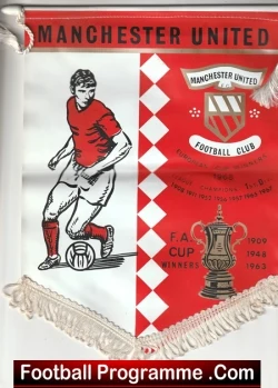 Manchester United Pennant Flag 1963 Man Utd FA Cup Winners - football memorabilia