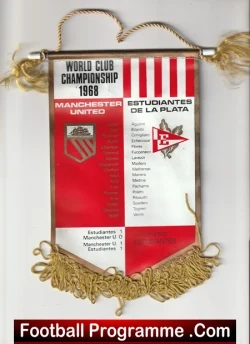 Manchester United Pennant Flag Man Utd World Club Championship 1968 - football memorabilia