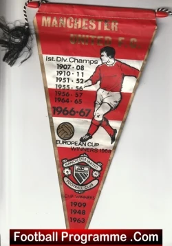 Manchester United Pennant Flag Man Utd European Cup Winners 1968 - football memorabilia