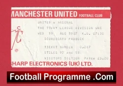 Manchester United v Arsenal 1987 - Football Ticket - football memorabilia