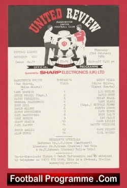 Manchester United v Aston Villa 1989 - Man Utd Reserves Shaun Goater - football programme