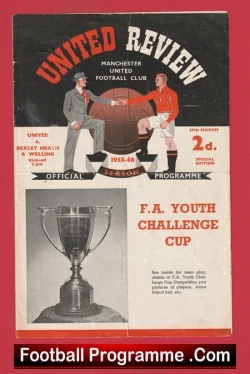 Manchester United v Bexleyheath Welling 1956 - Bobby Charlton 5 Goals - football programme