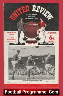 Manchester United v Bolton Wanderers 1964 - Man United Programmes - football programme