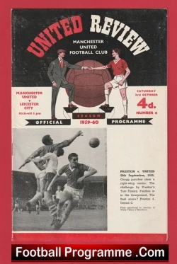 Manchester United v Leicester City 1959 - Plus Token Sheet - football programme