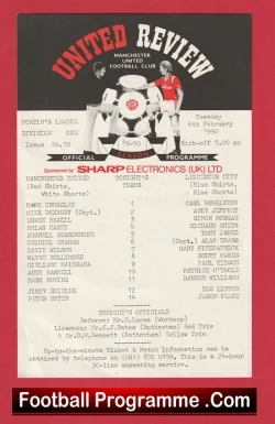 Manchester United v Leicester City 1990 - Reserves Match Russell Beardsmore - football programme