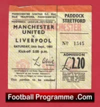 Manchester United v Liverpool 1983 – Football Match Ticket