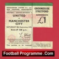 Manchester United v Manchester City 1978 – 1970’s Match Ticket