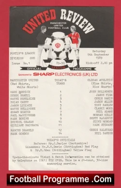 Manchester United v Oldham Athletic 1989 - Reserves Match Mark Bosnich - football programme