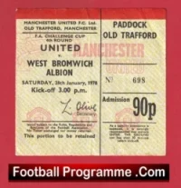 Manchester United v WBA 1978 – FA Cup Ticket 1970s