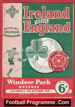 Northern Ireland v England 1958 + Bobby Charlton - football programme