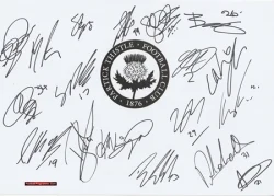 Partick Thistle Autographed Signed Club Crest Card Sheet - football programme