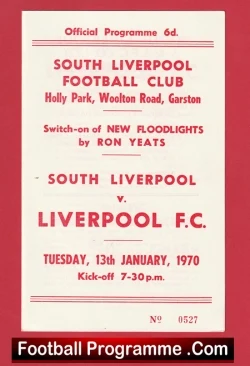 South Liverpool v Liverpool 1970 - New Floodlights Ron Yeats - football programme