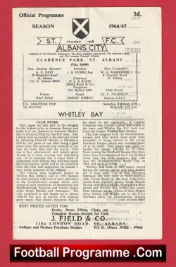 St Albans City v Whitley Bay 1965 - FA Amateur Cup - football programme