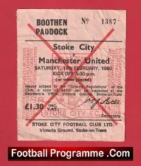 Stoke City v Manchester United 1980 – Football Ticket