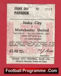 Stoke City v Manchester United 1981 – Football Ticket