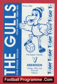 Torquay United v Aberdeen 1986 – Pre Season Friendly Match