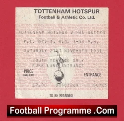 Tottenham Hotspur v Manchester United 1981 - Football Ticket - football memorabilia