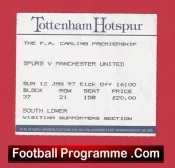 Tottenham Hotspur v Manchester United 1997 – Spurs Tickets