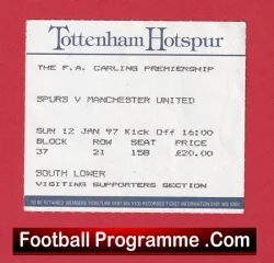 Tottenham Hotspur v Manchester United 1997 - Spurs Tickets - football memorabilia