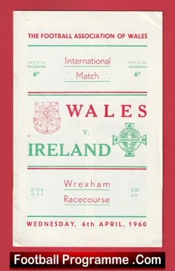 Wales v Ireland 1960 - International Match at Wrexham - football programme
