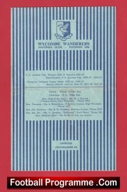 Wycombe Wanderers v Spennymoor United 1964 - FA Amateur Cup - football programme