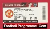 Manchester United v Portsmouth 2009 – Match Ticket