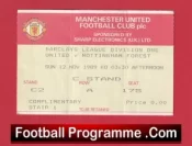 Manchester United v Nottingham Forest 1989 – Match Ticket
