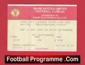 Manchester United v Nottingham Forest 1989 – Match Ticket