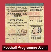 Manchester United v Everton 1983 – Match Ticket FA Cup Q Final