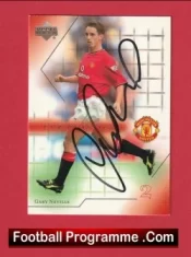 Manchester United Gary Neville Autograph Signed Football Card Man Utd