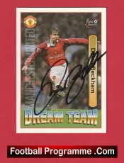 Manchester United David Beckham Autograph Signed Football Card Man Utd
