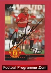 Manchester United Roy Keane Autograph Signed Football Card Man Utd