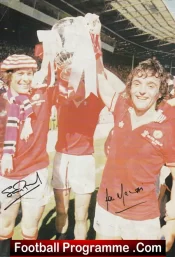 Manchester United Stuart Pearson + Lou Macari Autographed Signed Picture Man Utd