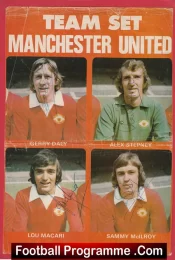 Manchester United Multi Signed Autographed Picture Daly Stepney Macari McIlroy