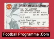 Manchester United v PSV Eindhoven 2000 – Man Utd Match Ticket