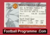 Manchester United v Olympiakos Piraeus 2001 – Match Ticket